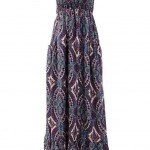 Purple Print Strapless Maxi Dress