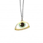Turquoise Eye Eyelashes Gold Necklace